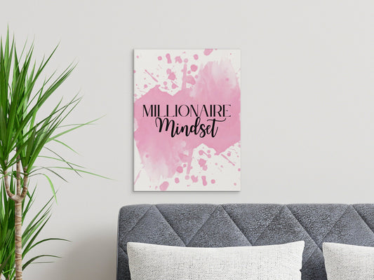 Digital Millionaire Mindset Wall Art Download in Pink Splash - Wealth Affirmations, Success Quotes - Inspirational Decor
