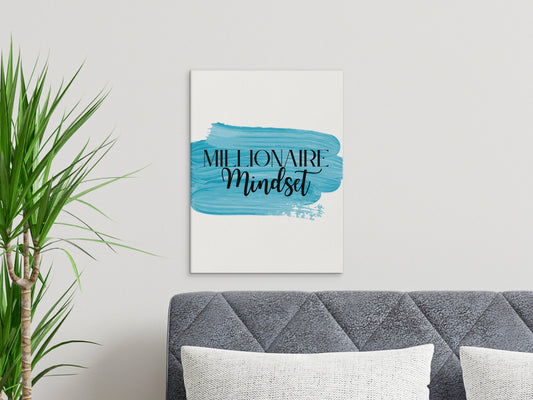 Digital Millionaire Mindset Wall Art Download in Turquoise - Wealth Affirmations, Success Quotes - Inspirational Decor