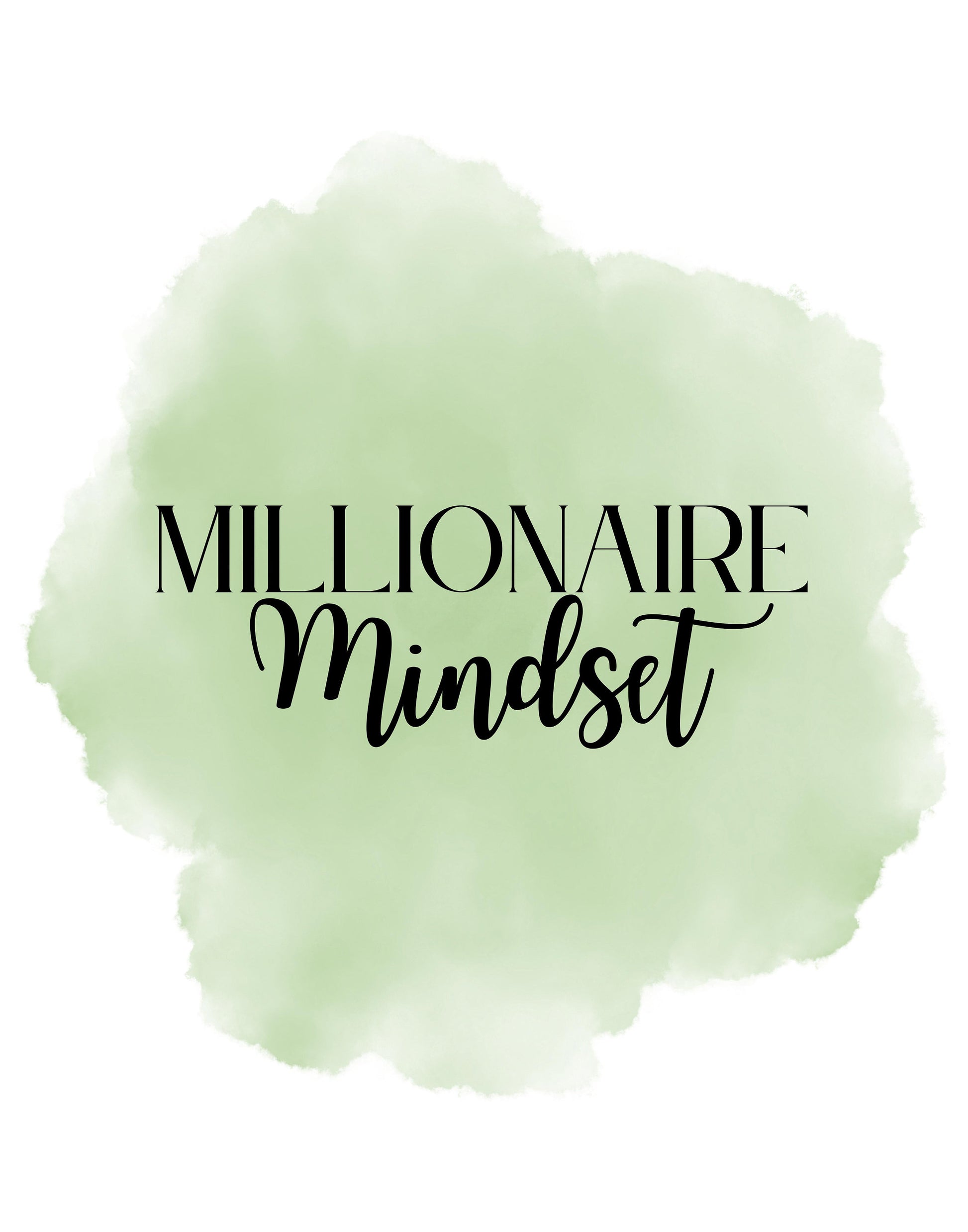 Digital Millionaire Mindset Wall Art Download in Sage - Wealth Affirmations, Success Quotes - Inspirational Decor