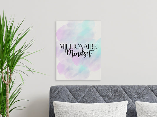 Digital Millionaire Mindset Wall Art Download in Pastel - Wealth Affirmations, Success Quotes - Inspirational Decor