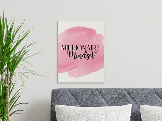 Digital Millionaire Mindset Wall Art Download in Pink - Wealth Affirmations, Success Quotes - Inspirational Decor