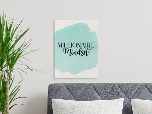 Digital Millionaire Mindset Wall Art Download in Green - Wealth Affirmations, Success Quotes - Inspirational Decor