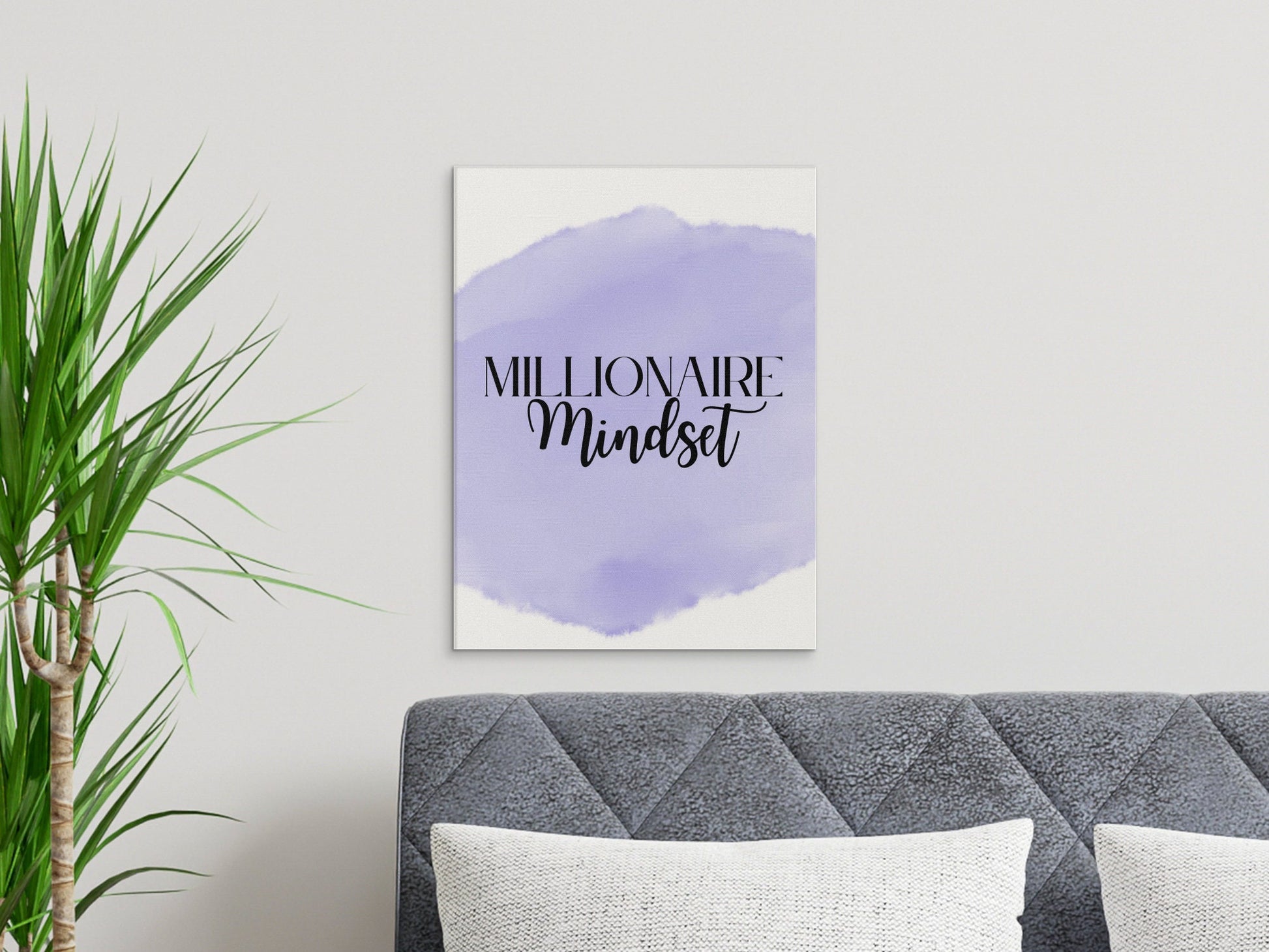 Digital Millionaire Mindset Wall Art Download in Lilac - Wealth Affirmations, Success Quotes - Inspirational Decor
