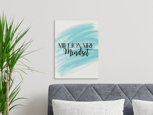 Digital Millionaire Mindset Wall Art Download in Aqua - Wealth Affirmations, Success Quotes - Inspirational Decor