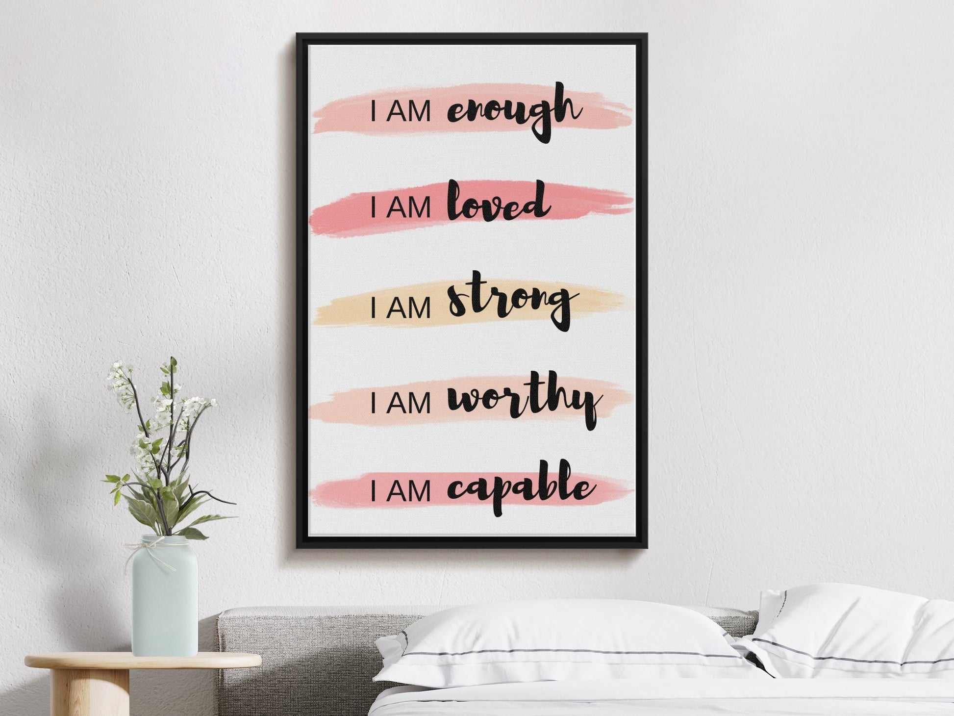 Positive Affirmation Wall Art, You Are Enough print, Be Kind to Yourself quote wall art printable digital download