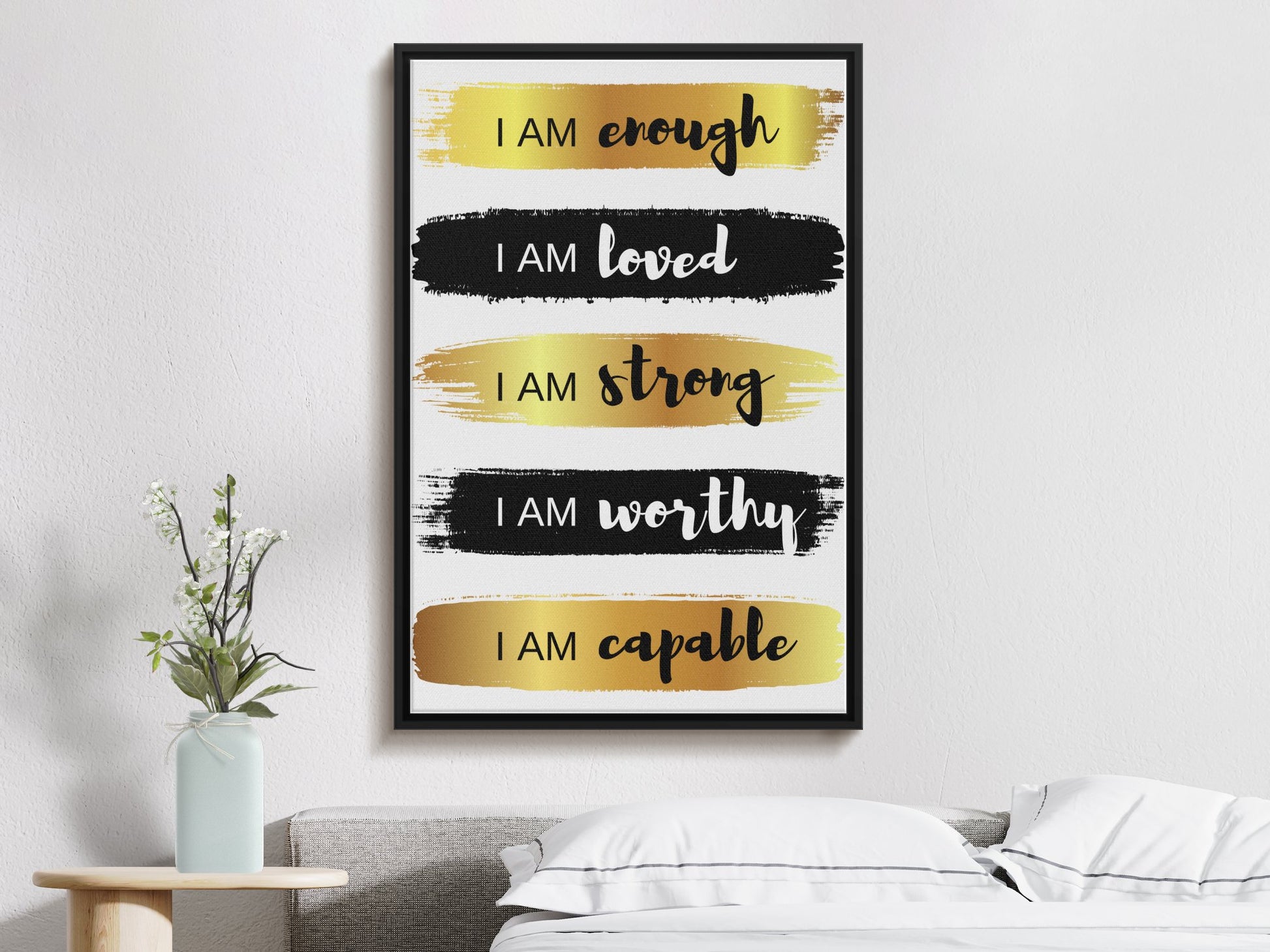 Positive Affirmation Wall Art, You Are Enough print, Be Kind to Yourself quote wall art printable digital download