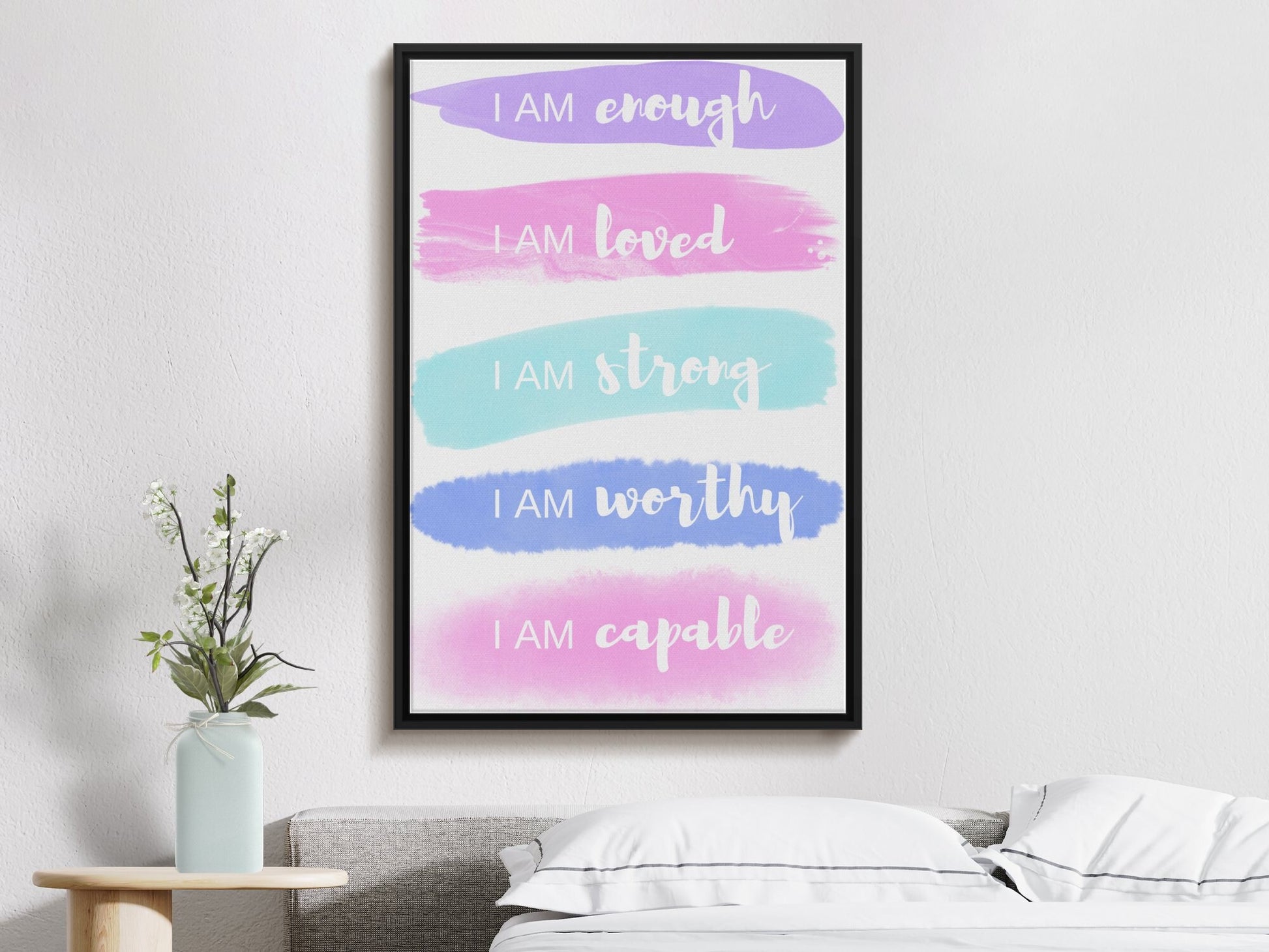 Positive Affirmation Wall Art, You Are Enough print, Be Kind to Yourself quote wall art printable digital download
