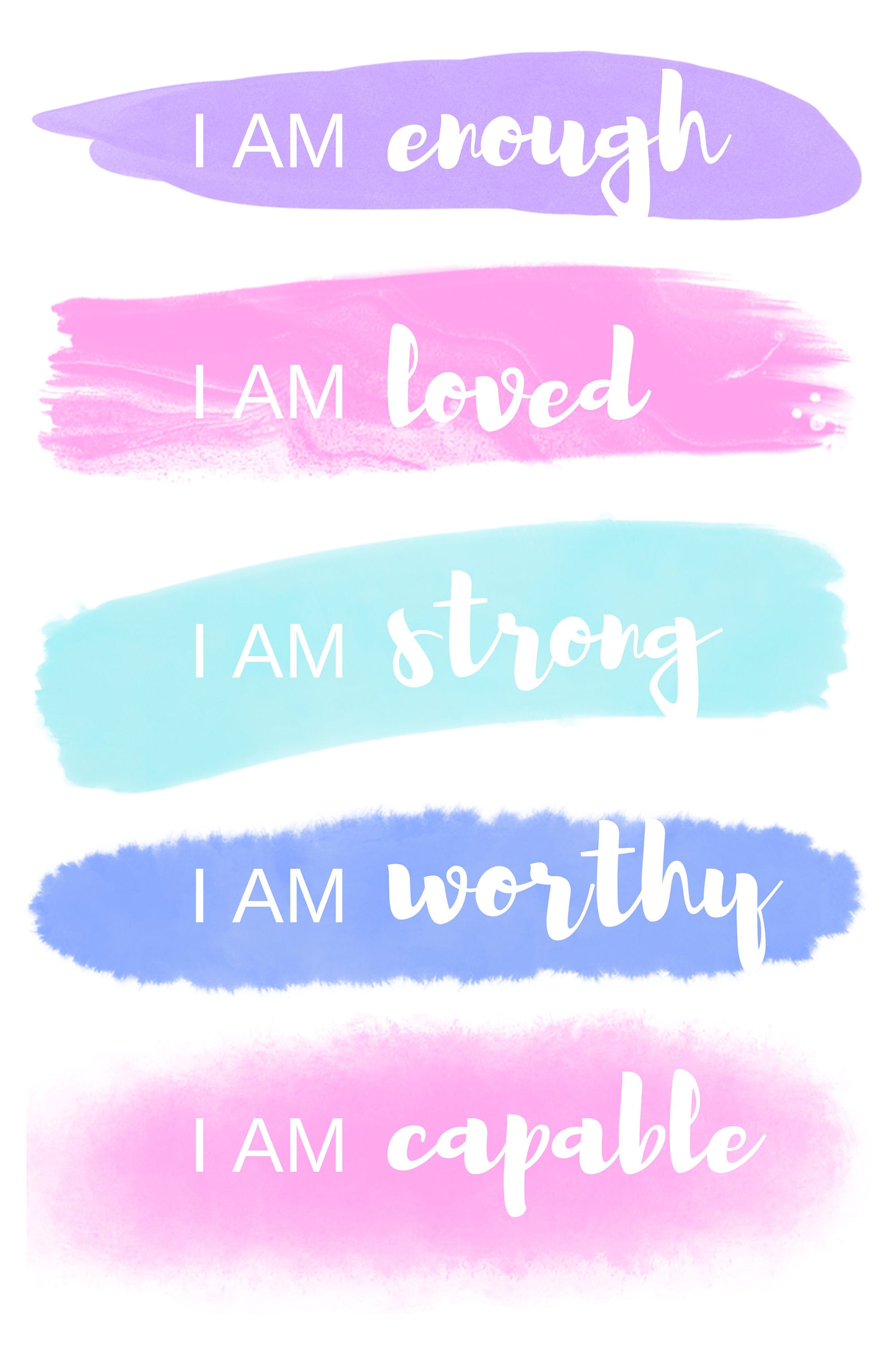 Positive Affirmation Wall Art, You Are Enough print, Be Kind to Yourself quote wall art printable digital download