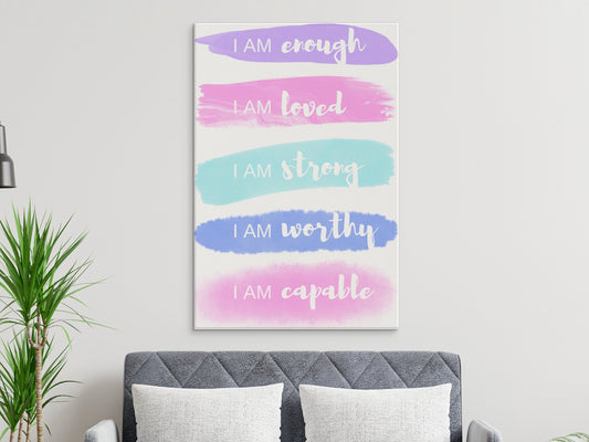 Positive Affirmation Wall Art, You Are Enough print, Be Kind to Yourself quote wall art printable digital download