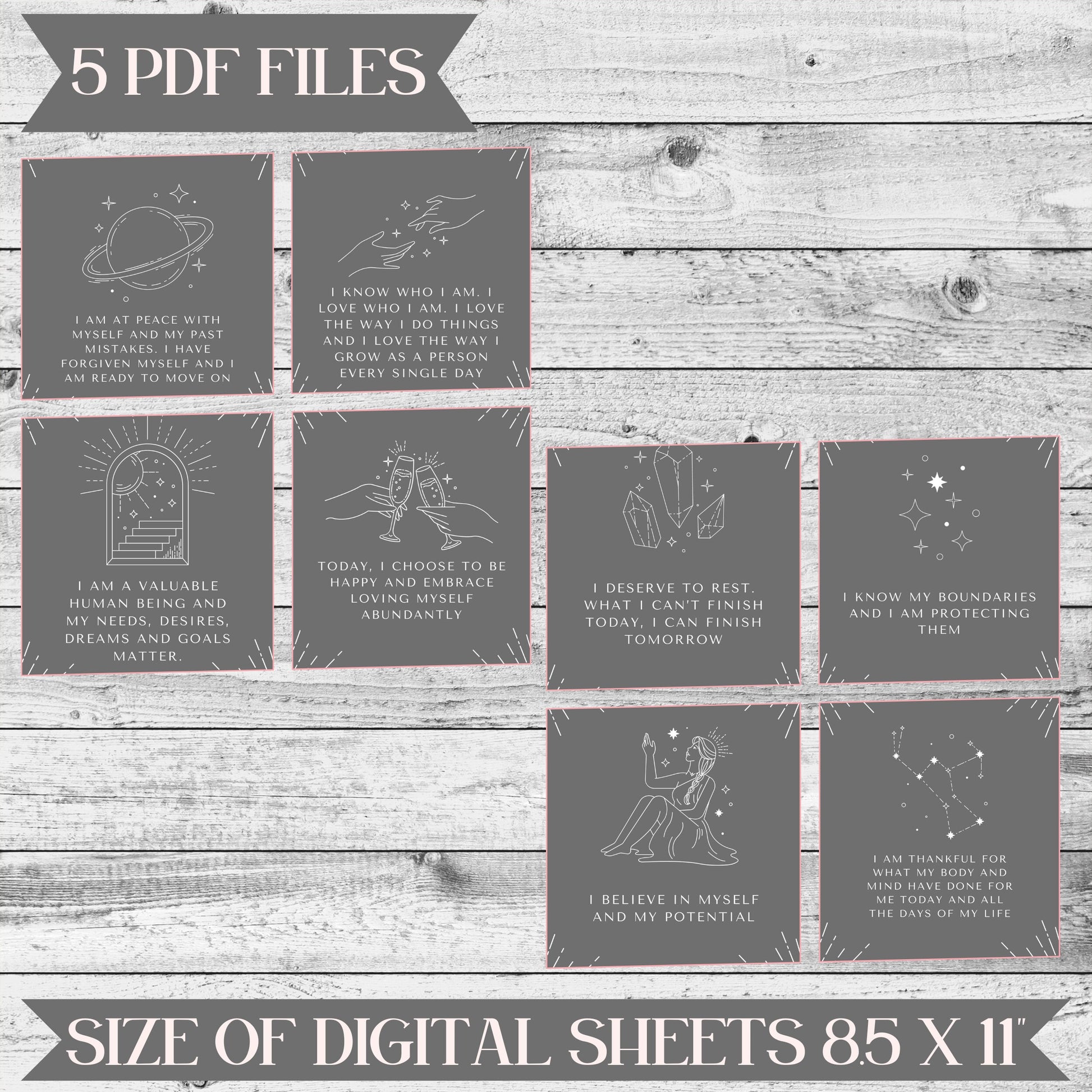 Empower Your Journey, 25 Digital Self Worth Affirmation Cards for Daily Inspiration and Positive Transformation - Printable Download